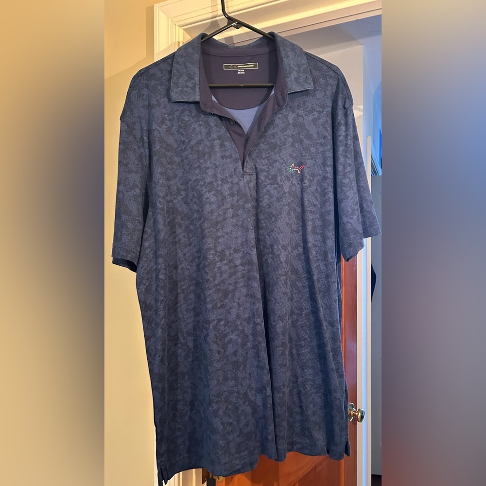 Men’s Greg Norman golf polos one blue, one green, one white/purple - all XXL
